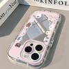 Pink Mirror Cream Shell Suitable for Apple 15promax Mobile Phone Case Cartoon Zoo IPhone14 16 13