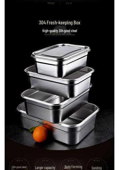 304 Stainless Steel Large Rectangular Food Storage Container for Kitchen and Refrigerator