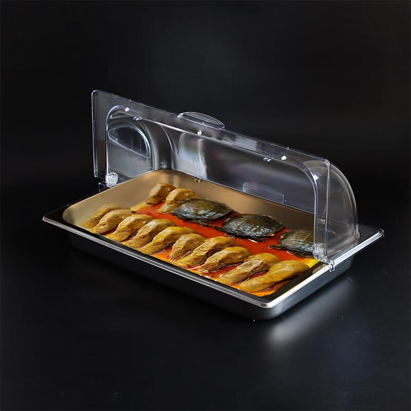 Stainless Steel Buffet Display Tray with Transparent Lid