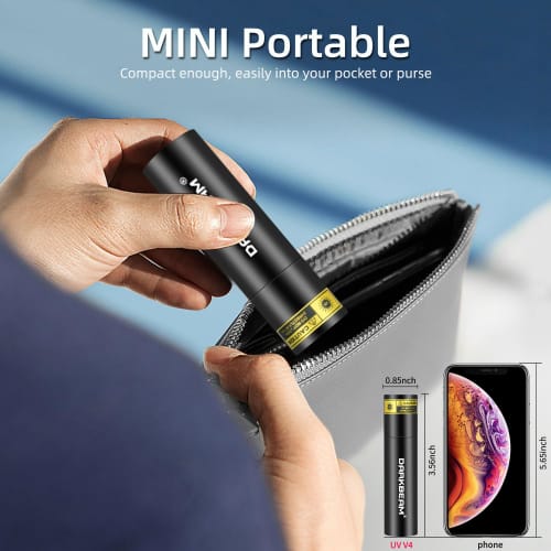 DARKBEAM UV Flashlight, 365nm Blacklight, Mini & Powerful Wood's Lamp, USB-C LED Rechargeable Blacklight Flashlight, Pocket Pet Dog Urine Detector - F