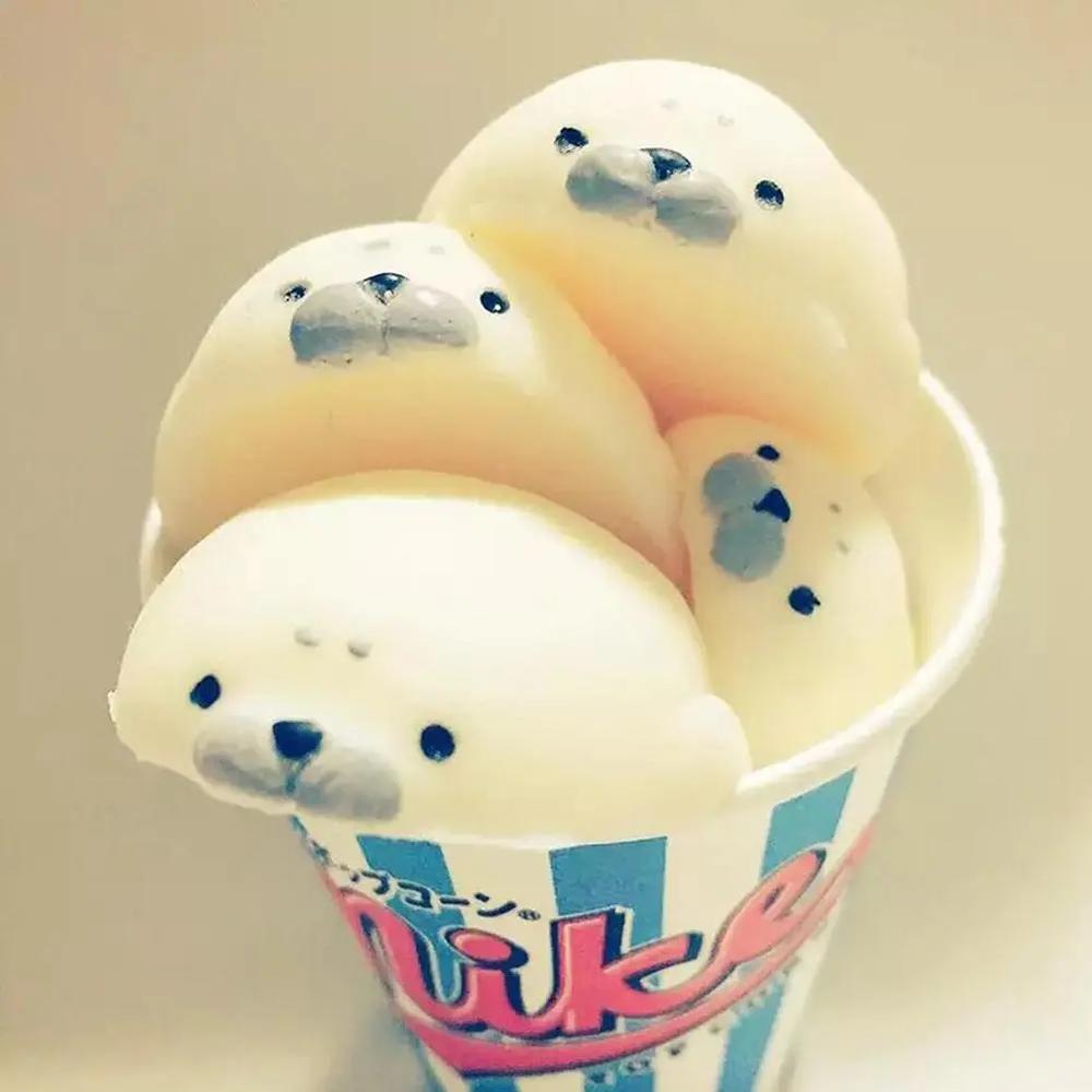 Kawaii Mini Soft White Seal Stress Relief Healing Toy Kids Gift Anti-Stress Ball Fingertip Squeeze Fun Toy Table Cute Ornaments