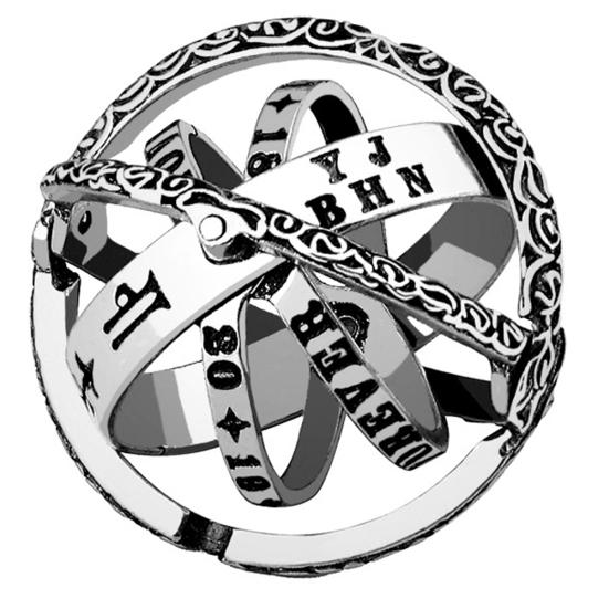 

Women Men Vintage Turn Over Universe Ball Shape Finger Ring Couple Jewelry Gift US 12 срібний