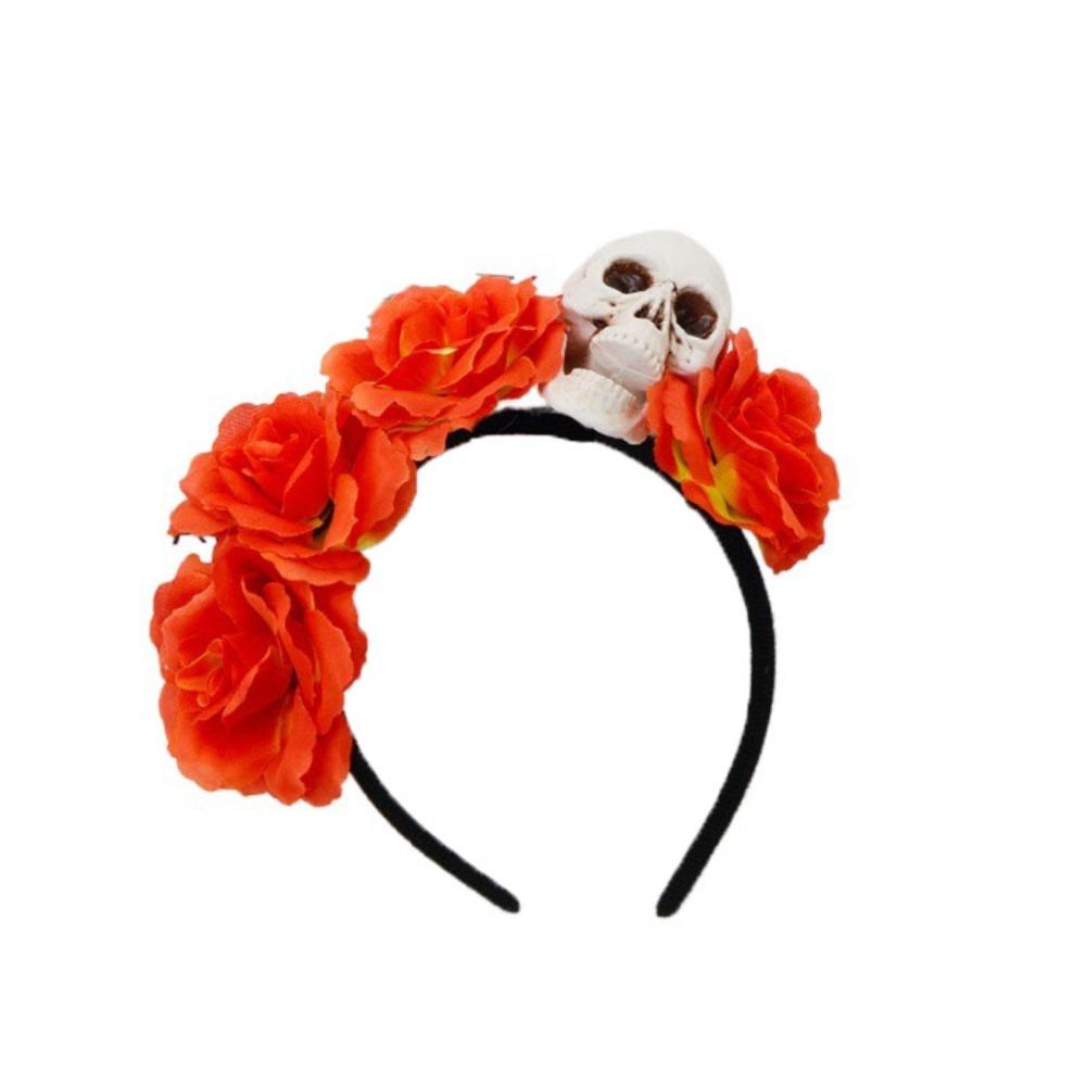 Halloween Decor Skull Head Headband Simulation Flower Gothic Flower Hairband  Party