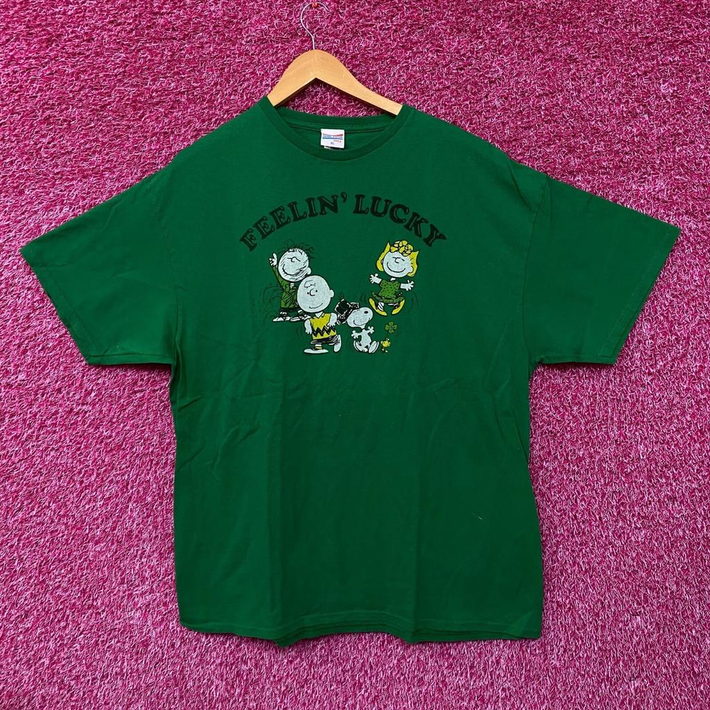 Snoopy Feelin Lucky Green Tshirt