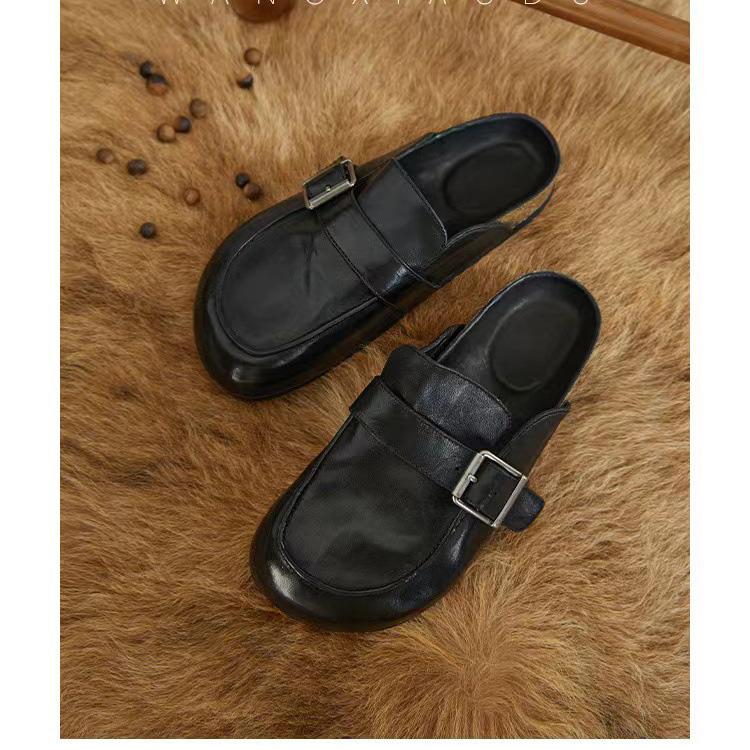 Fashion 2024 Women's Closed Toe Slippers PU Leather Clogs Sandals For Women Retro Fashion Garden Clog Slides Hot Popular Mule Clogs Shoe