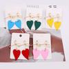 Women Heart Drop Earrings for Party Jewelry Vintage Gold Color Metal Bow Knot Earrings Geometric Female Brincos 2024 New Fashion