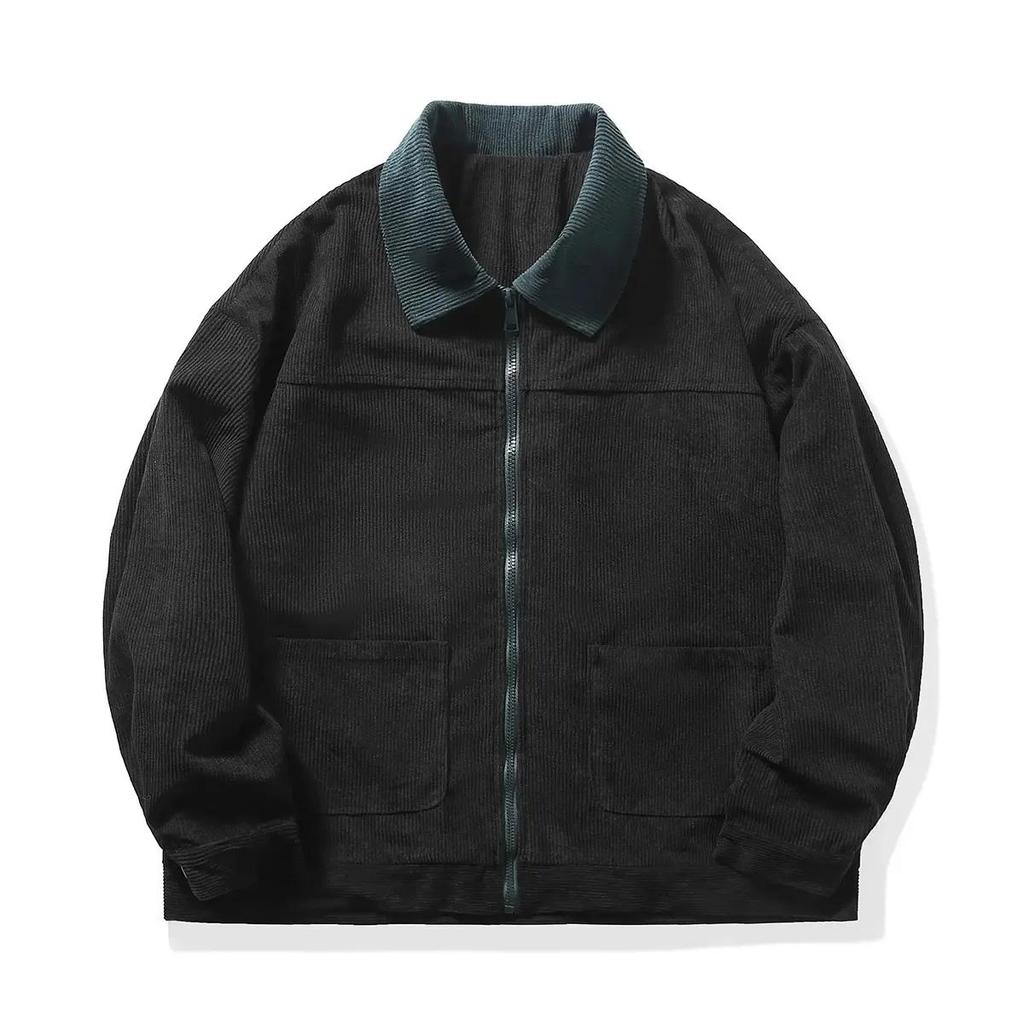 Retro Bunda Podzim Pánská Manšestrová Bomber Bunda Volná Oversized Patchworková Ležérní Bunda Pánské Oblečení Volné Hip Hopové Top 5xl