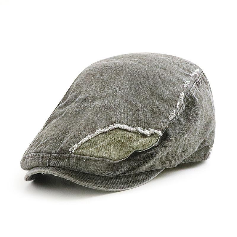 

Matching parent-and-child British-style berets for boys and girls; distressed, washed baseball caps; retro, artsy children’s hats adults 58cm темно-серого