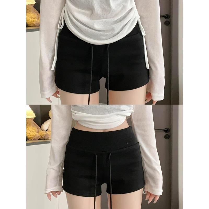 Women's Red Spicy Girl Yoga Shorts - Low-Waist, Slimming, Drawstring, Hip-Hugging Summer 2025