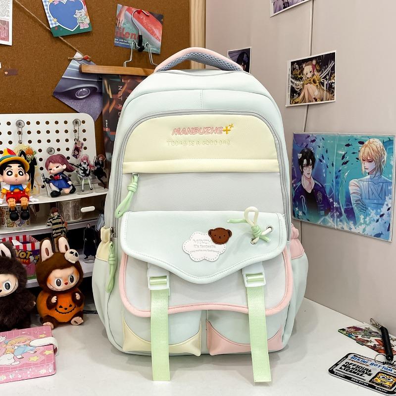 New high-value, fresh and sweet backpack, color-contrasting splicing large-capacity backpack for junior and high school students