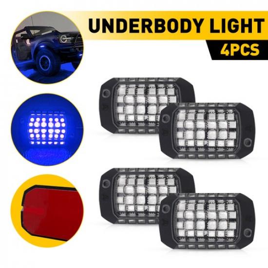 4X LED Rock Light Blue For Jeep Off-Road Truck UTV ATV Underbody Wheel Lights EA