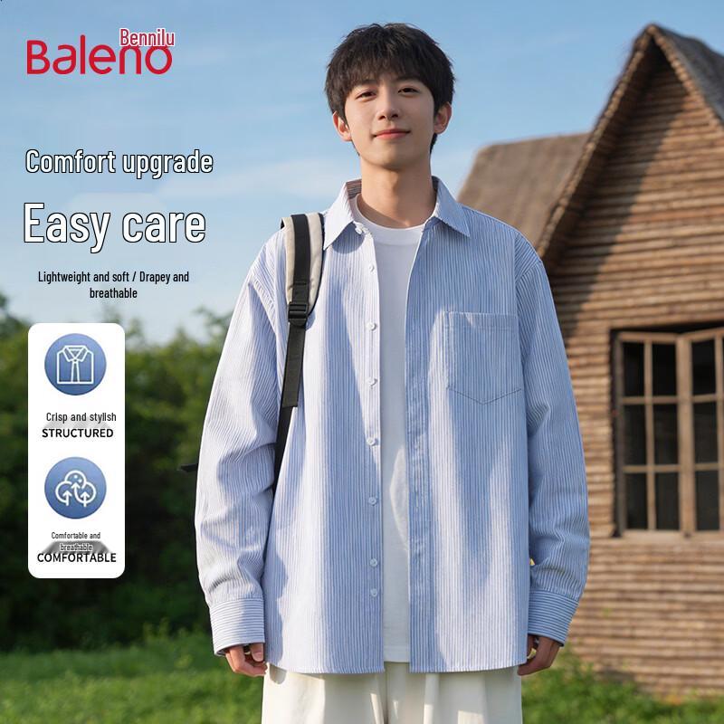 Baleno Men s Loose Fit Striped Long Sleeve Shirt 3XL