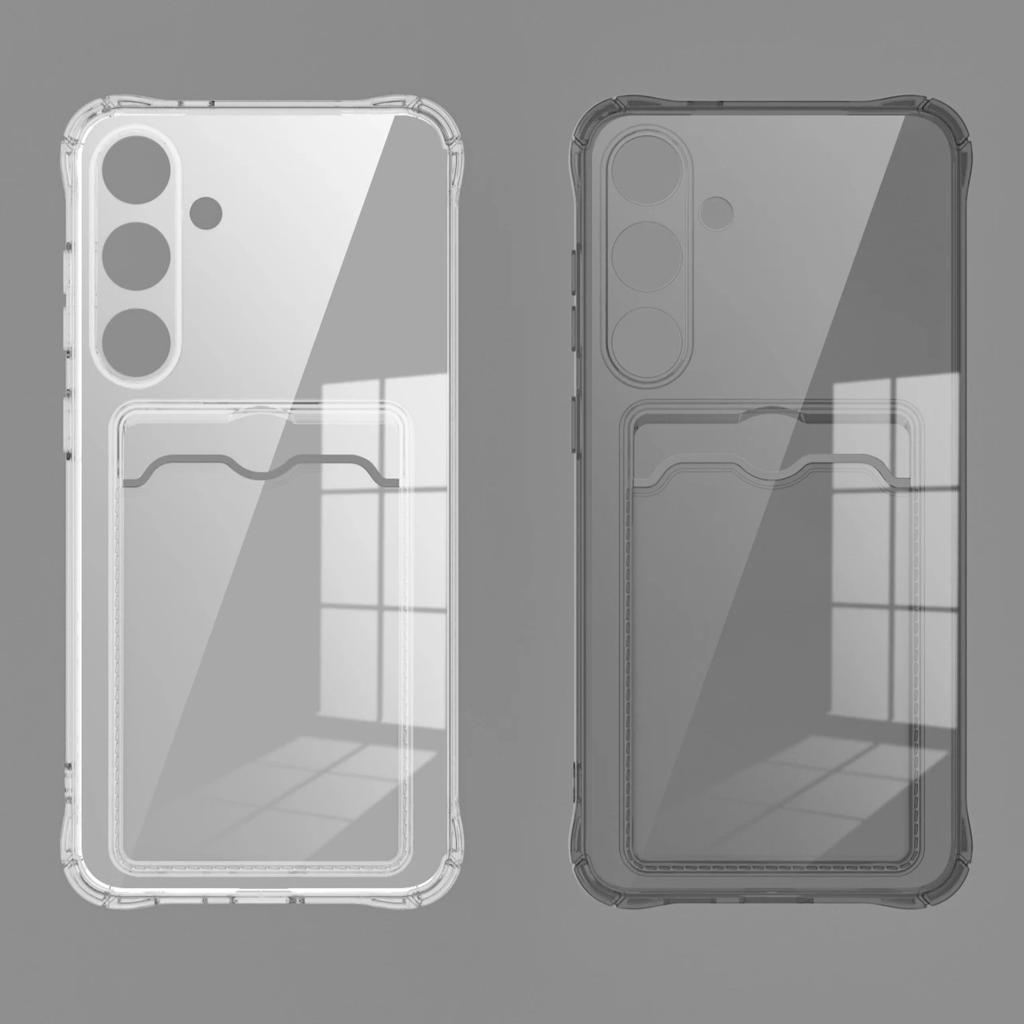 Transparent Card Slot Silicone Case For Samsung Galaxy S25 S23 S24 S21 Note 20 Ultra S20 S24 FE S24+ S23+ S21+ Protection Cover
