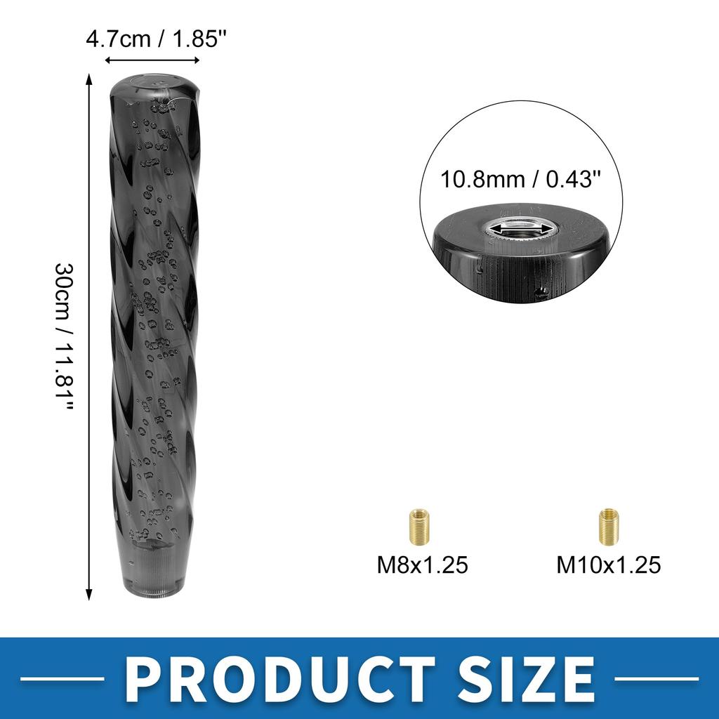 ABSOPRO Universal Shift 30cm Stick Shift Lever Knob with Two Adapters for Automatic and Manual Acrylic Black Knob, Vehicles,