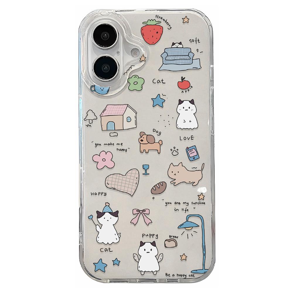 Painted Phone Case for iPhone 12 13 15 16 iPhone 16 12 13 14 15 Pro  14 15 16 Pro Max Coverage Shockproof Anti-Fingerprint Fresh Style Protective Case