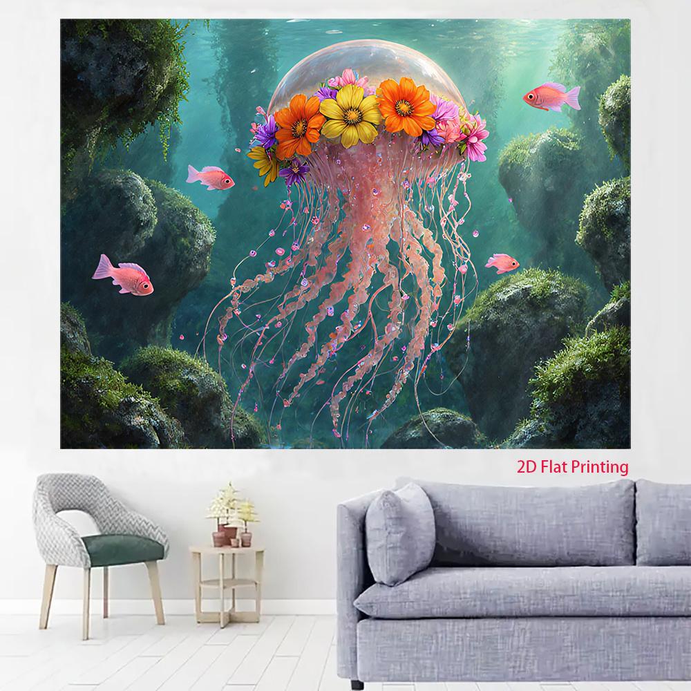 2D plane, watermelon pattern in the depths of the ocean, suitable for family gatherings, polyester fiber