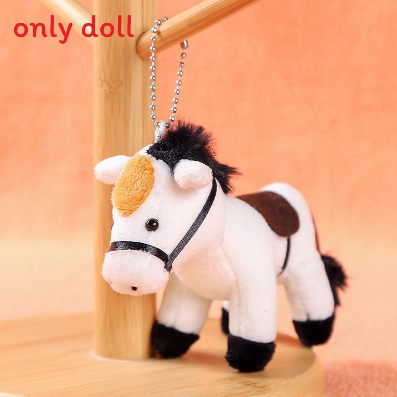 Cute Cartoon White Gray Brown Horse Plush Toy Keychain Pendant For Decor Bag