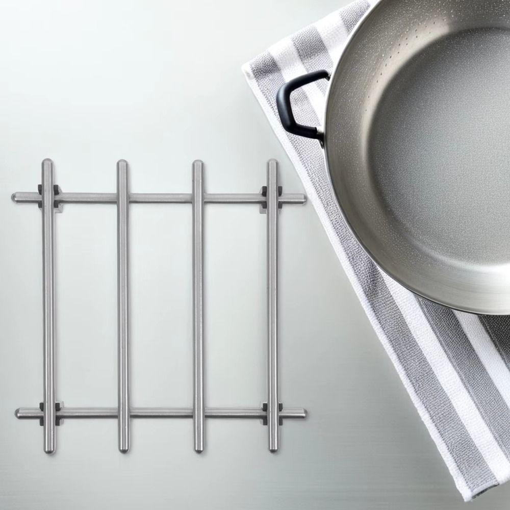 Silver Stainless Steel Trivets Non-Slip Feet Baking Pans Holder Insulation Pads  Living Room