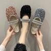 Fashion Glitter Slides Shoes Woman 2024 Slippers Flat Low Female Mule Pantofle Cover Toe Jelly Mules New PU Bling Crystal Rubber Rome Ho