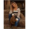 Women's Spring Autumn Color Block V-Neck Pullover Knitwear Sweater - Comfortable for Daily Commute