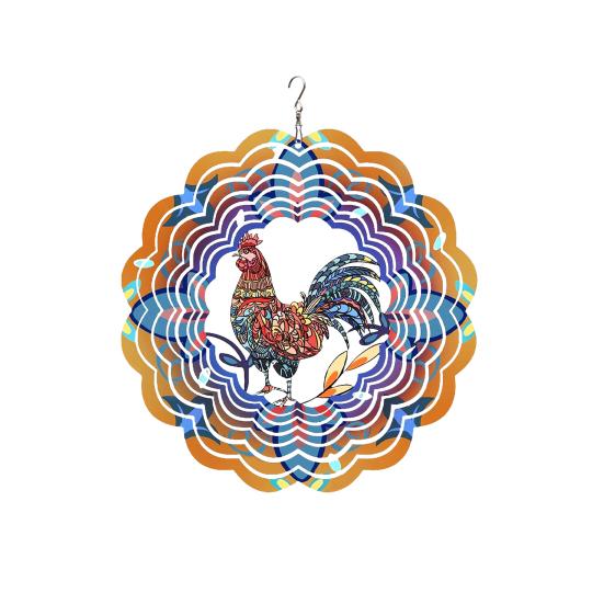 3D Animal Wind Spinner Decoration with Hook Indoor Outdoor Garden Yard Porch Colorful Turtle Butterfly Rooster Dragonfly Flower Wind Chime Hanging