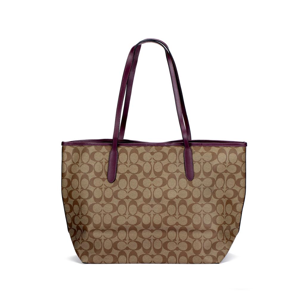 Coach City 33 Classic Monogram Print Snap Closure Tote Bag Women tote Khaki 5696-IMUSA