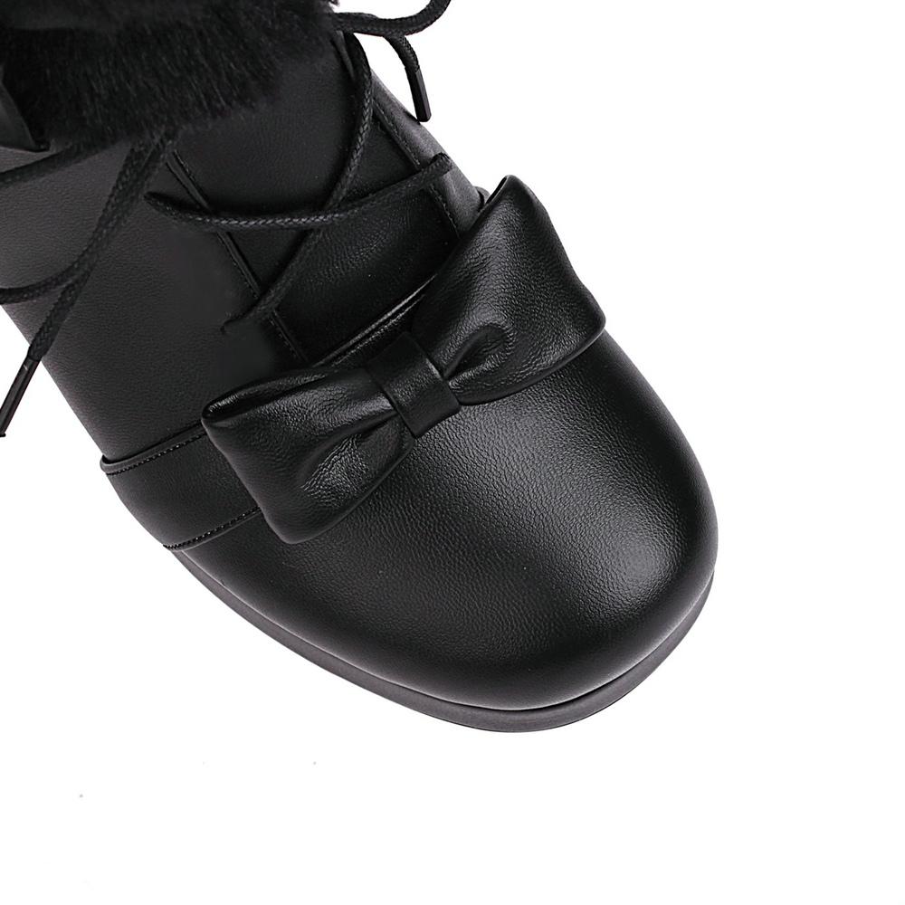 Pu Winter Japanese Lolita Boots Fluffy Round Toe Kawaii Anime Cosplay Women Shoes Lolita Ankle Boots Plus Velvet Warm Loli Boot