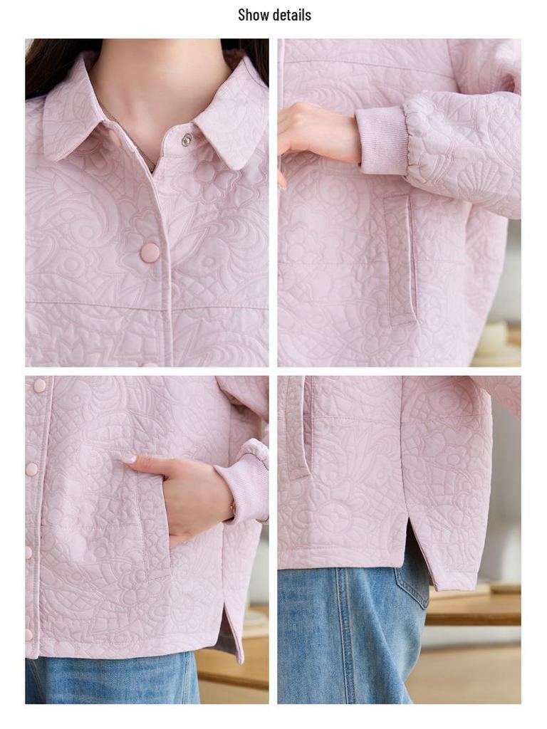 Mom's Chic Lapel Short Coat for Women: Slim-Fit Petite Korean Style for Middle-Aged Spring & Autumn.