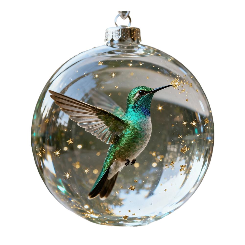 

2025 Clear Plastic Birds Christmas Ball Ornament Xmas Tree Memorial Gifts For Holiday Indoor Home Party Decoration зелёный