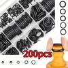 200pcs 15 Sizes O Rings Rubber O Ring Seal NBR Black Sealing O-rings Nitrile Washer Rubber O-ring Set Assortment Kit Set Box-.-