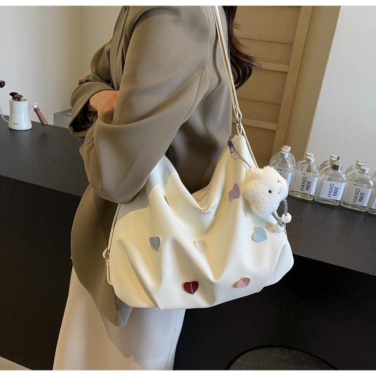 Cute Heart Shaped Tote Bag for Women Large Capacity Soft Faux Leather Shoulder Handbag KTB