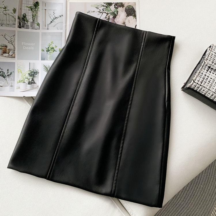 

White PU Skirt Women High Waist Bodycon Mini Skirts Fashion Ladies M чёрный
