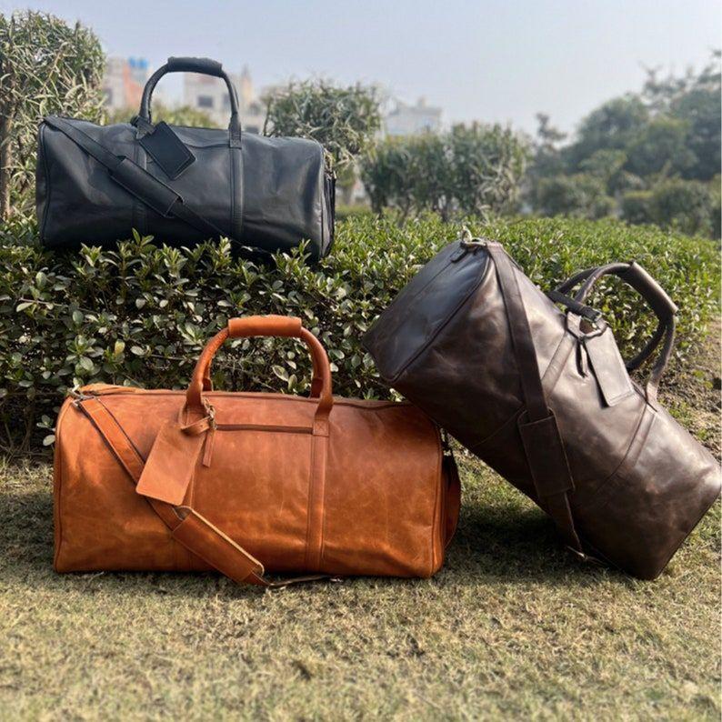 Christmas Day Bags Leather Duffle Bag for Him Leather Weekender Bag Men Leather Duffel Travel Bags Gym Personalized Duffle Holdall Boyfriend