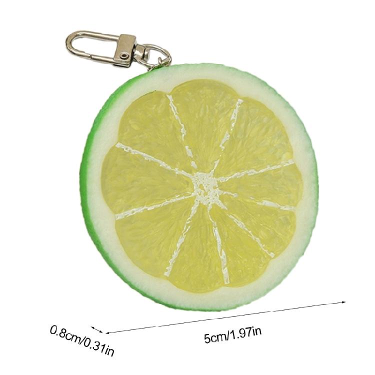Lemon Shaped Key Charm Fruit Shape Keyring Simulation Fruit Keychain Accessory