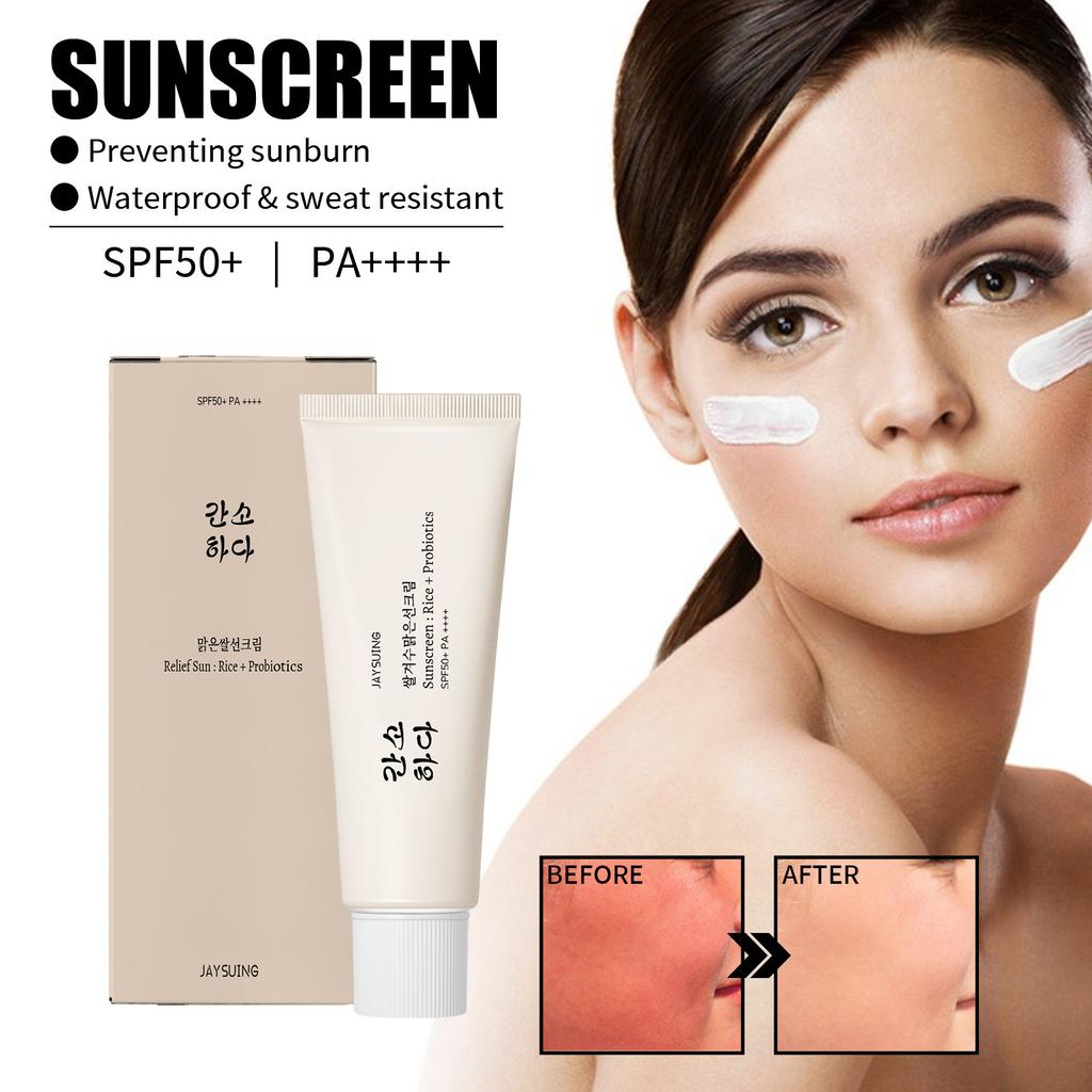 Jaysuing Rice Probiotic Barrier Cream Lightweight Moisturizing Non-Greasy Anti-UV Skin Protection Cream 50g