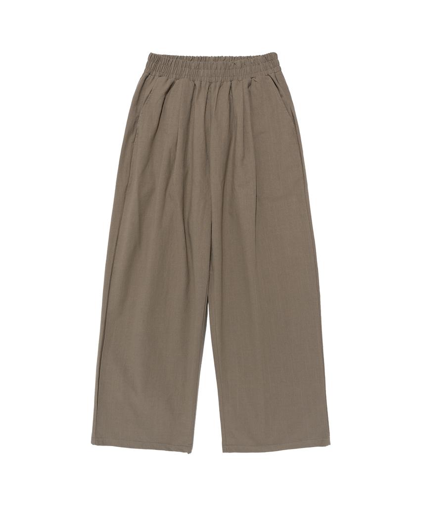 CARGOBROS Linen-Like Pintuck Wide Shorts (Khaki)