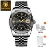 POEDAGAR Luxury Fashion Men Wristwatch Date Waterproof Luminous Man Watch Stainless Steel Business Quartz Men's Watches Gift+Box