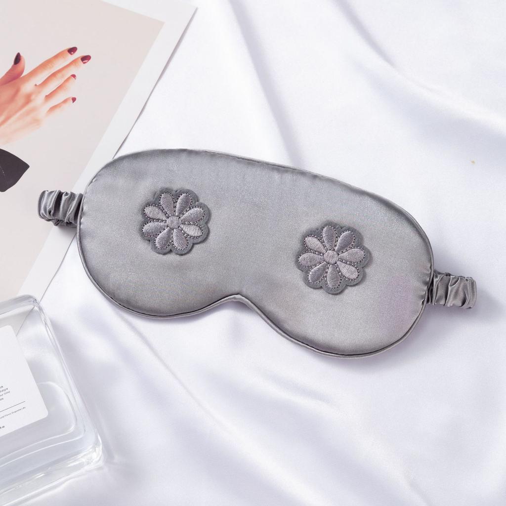 Flower Embroidered Eye Mask for Sleep Travel Comfort Women's Cosmetic Eye Mask with Flower Design