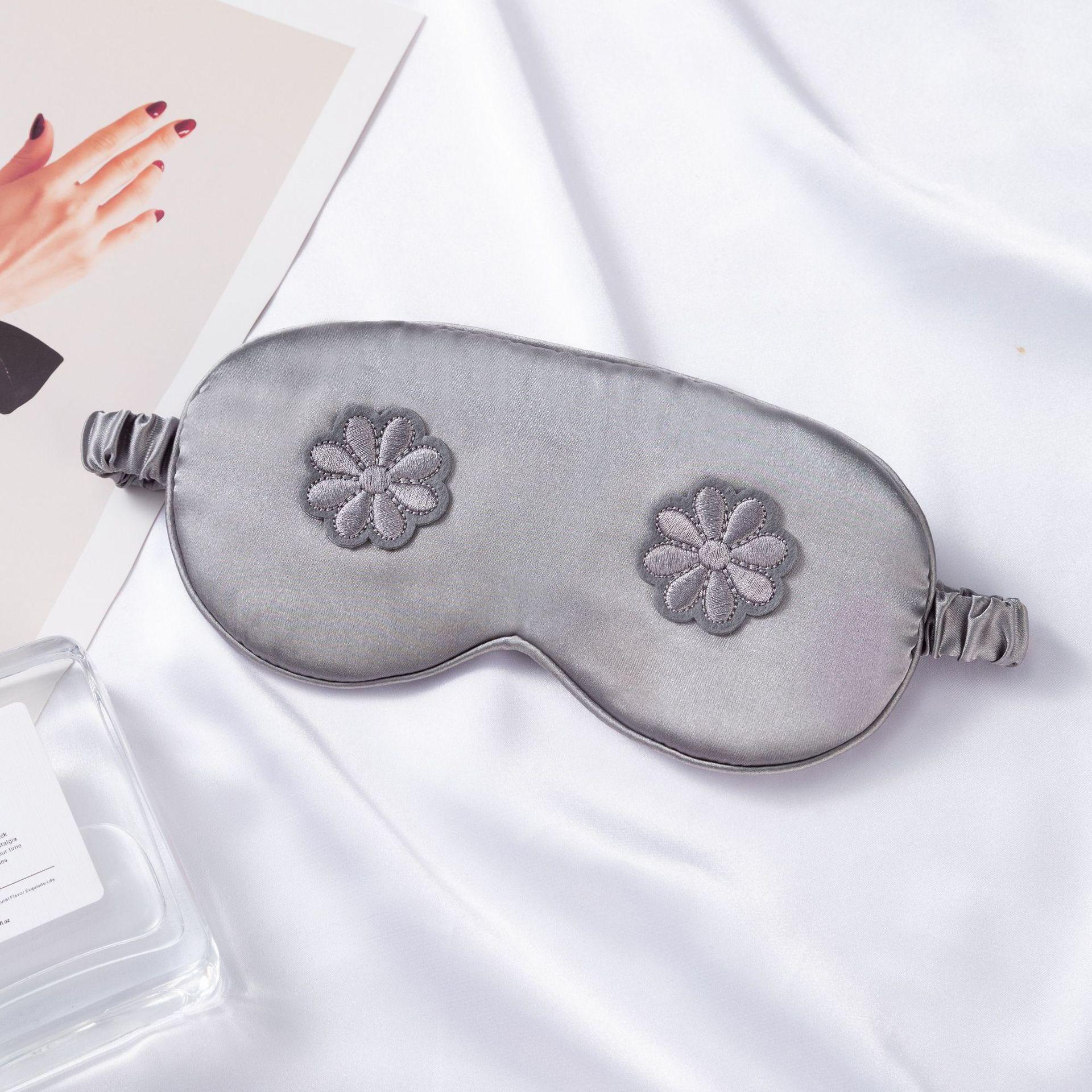 

Flower Embroidered Eye Mask for Sleep Travel Comfort Women s Cosmetic Eye Mask with Flower Design серый