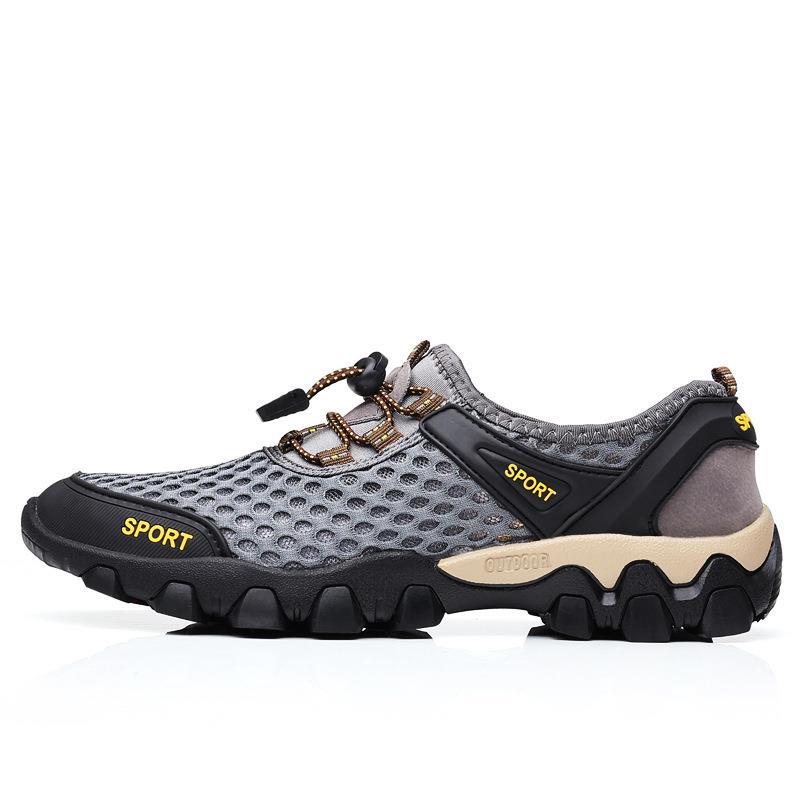 

2025 spring new mesh shoes men s outdoor mountaineering and wading shoes mesh breathable sports and leisure shoes soft-soled men s shoes 44 сірий колір