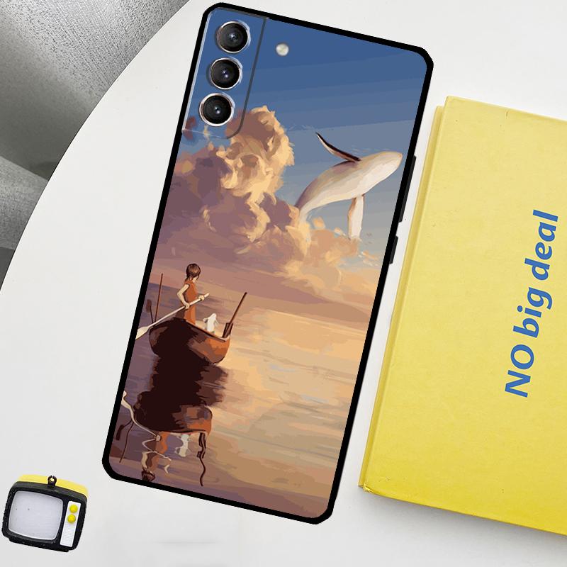 Flying Whale Magical Phone Case For Samsung Galaxy S25 Ultra S20 S21 S22 S23 Plus S9 S10 S25 FE S24 Ultra Cover