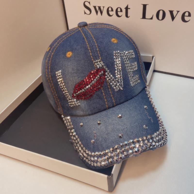 

Корейская версия персонализированной бейсболки со стразами, новая универсальная ковбойская шляпа для женщин для весенне-осеннего сезона, бейсболка для уличных поездок Average size