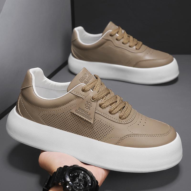 Freizeitschuhe aus PU-Leder für Herren, neue Schnürschuhe, dicke Sohle, lässige Sportschuhe, vielseitige flache Schuhe mit Überhöhe, Herren-Sneakers, Zapatos