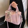 This year's popular Korean summer small fresh portable Boston bag casual versatile lychee pattern texture messenger women's bag