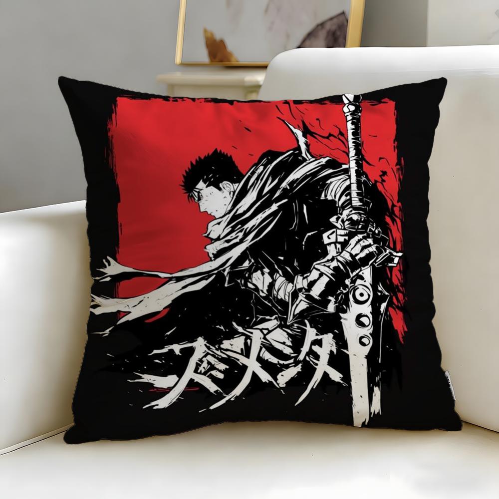 classic anime Berserk Cushion Cover Soft  EasyWash Pillow Case  Versatile for Couch Bed Travel and Office