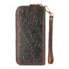 New Men's Genuine Cowhide Clutch Wallet Vintage Embossed Multi-Card Slots Wrist Strap Ready Stock Luxury Long Wallet