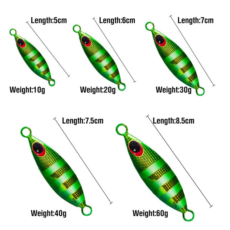Lure iron plate bait5PCS 10-60GLuminous slow-sinking heavy weight hard bait for long-distance casting, essential for freshwater