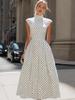Elegant Polka Dot Off-the-Shoulder Sleeveless Dress with Waist-Cinching for Spring 2026, Europe and America Style.