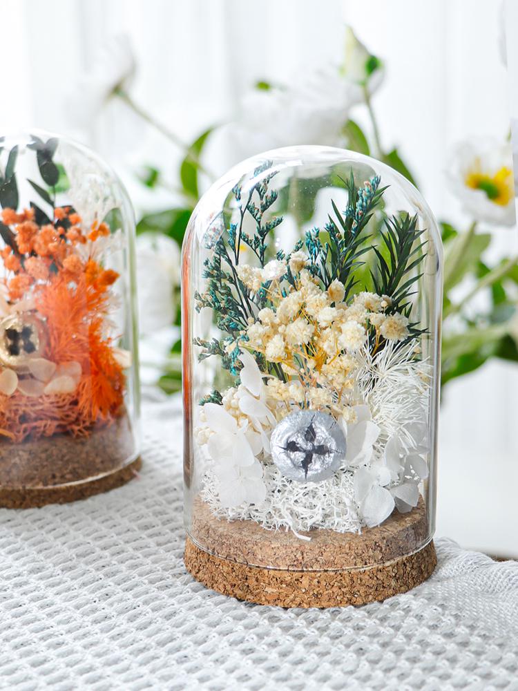Preserved Flower Glass Dome DIY Kit for Handmade Decoration and Gifts