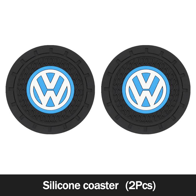 For Volkswagen VW 2Pcs Car Coasters Carbon Fiber Cup Holder Mat For VW Golf Passat b6 Jetta Car Interior Accessories Decorative Coasters keychain